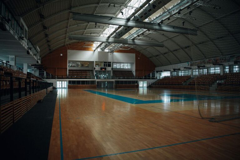 Terrain de handball en salle, vue intu00e9rieure